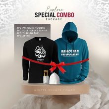 ১টি প্রিমিয়াম হুডি, ১টি প্রিমিয়াম ফুলহাতা টি’শার্ট, ১টি টুপি ও ১টি আতর (কম্বো প্যাক)