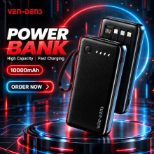 VEN-DENS 10000mAh Power Bank with Built-in Multi Cables (Model: VD-PB058)