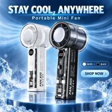 X05 Handheld High-Speed Turbo Cooling Fan with Ice Cooling Technology & 3000mAh Battery