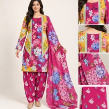 Coco Print Premium Cotton Unstitched 3-Piece Dress