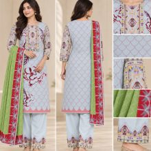 Coco Print Premium Cotton Unstitched 3-Piece Dress