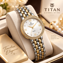 Titan Two-Tone Crystal Roman Dial Watch