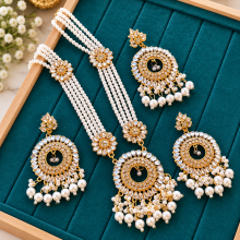 Exclusive Gorgeous Gold-Plated Kundan and Pearl Sitahar Jewelry Set